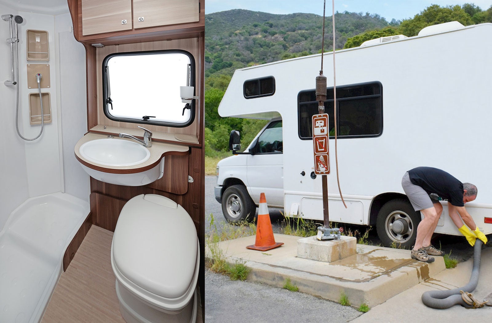Portable RV/camper toilet and holding tank setup in Brainerd, Minnesota