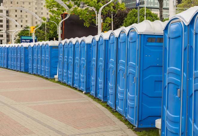 Seasonal porta potty units set up at a Brainerd, Minnesota venue